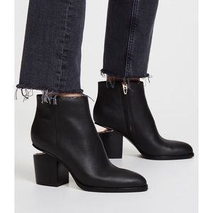 Alexander Wang Black Leather Block Heel Ankle Boots